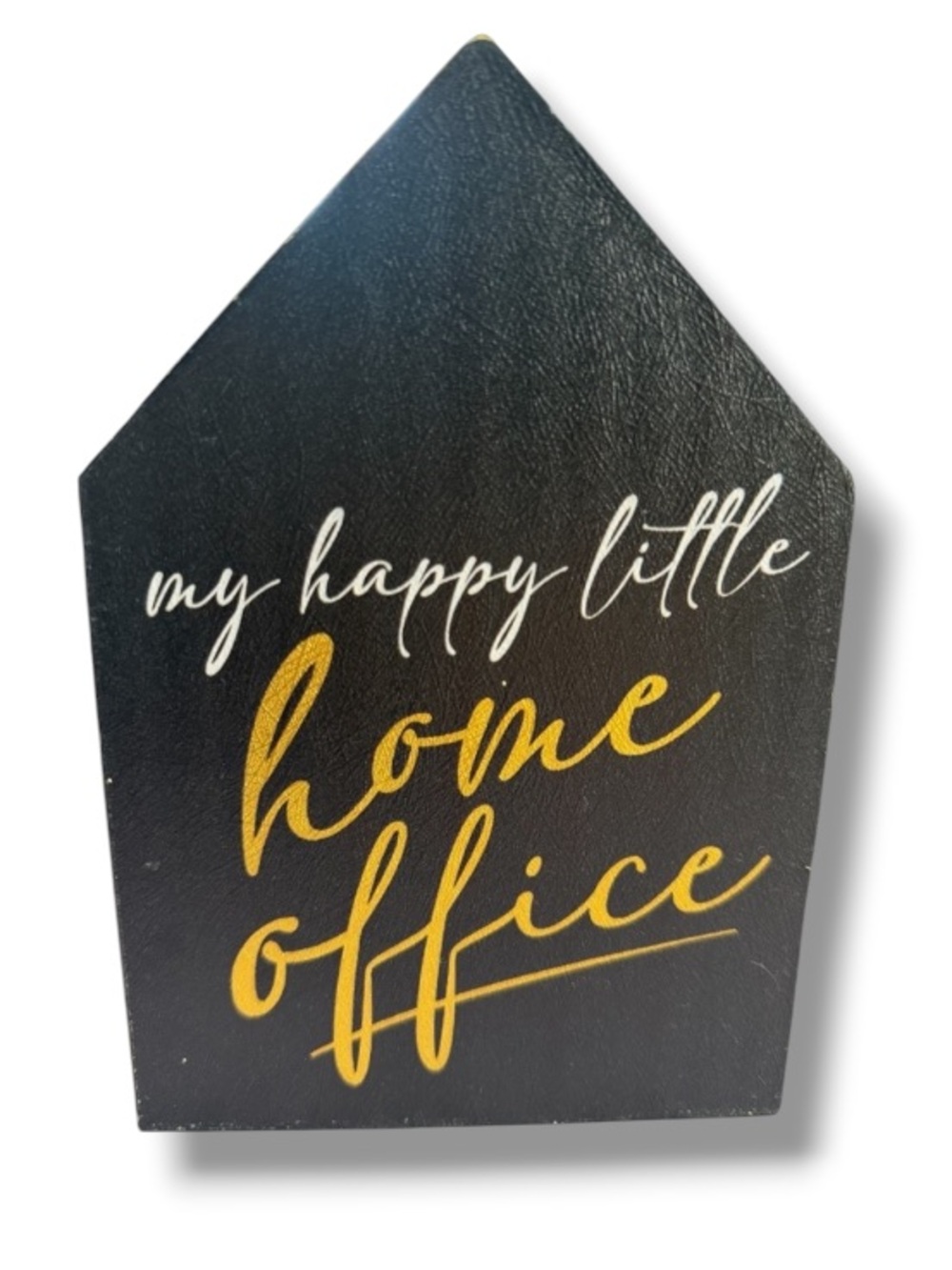 Ashland Home Decor My Happy Little Home Office Wooden Block Gold Black NWT